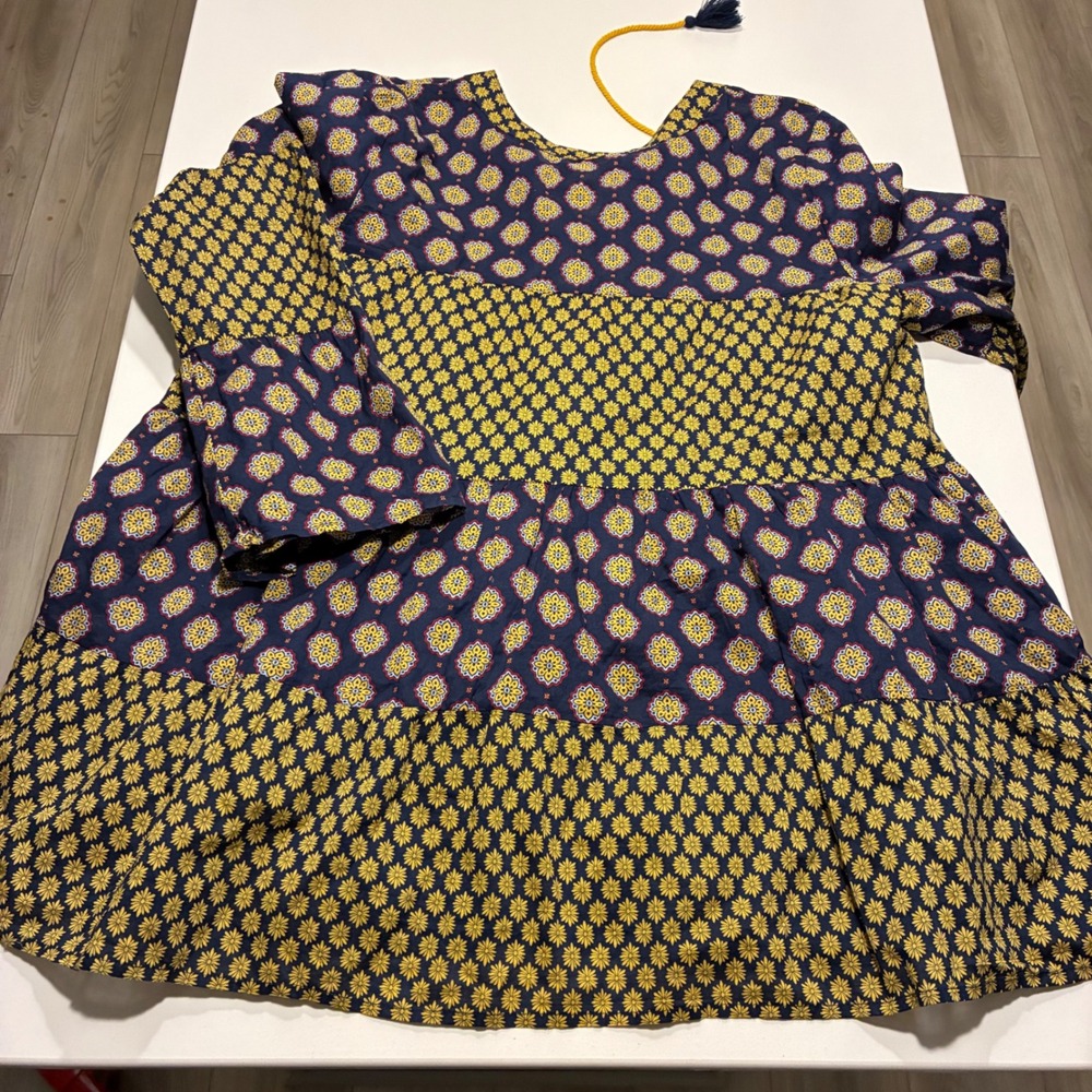 Earthbound Trading Co. Blue Yellow Floral Tunic Top Women's Size L‎ - Picture 7 of 7